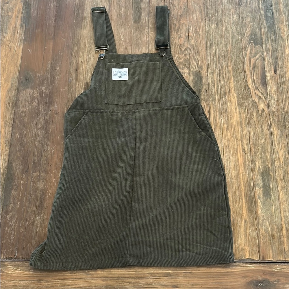 Dark Green Corduroy Overall Dress